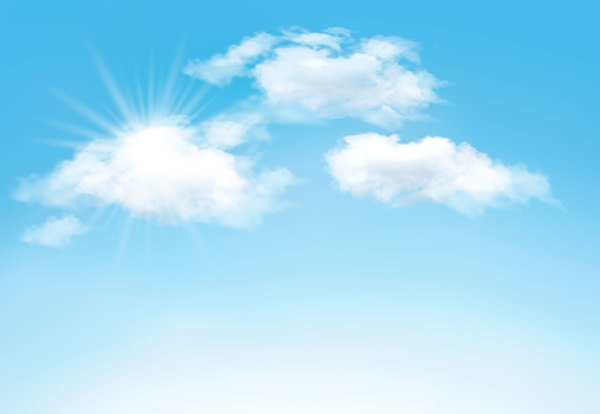 Sunlight and clouds with sky background vector 04  