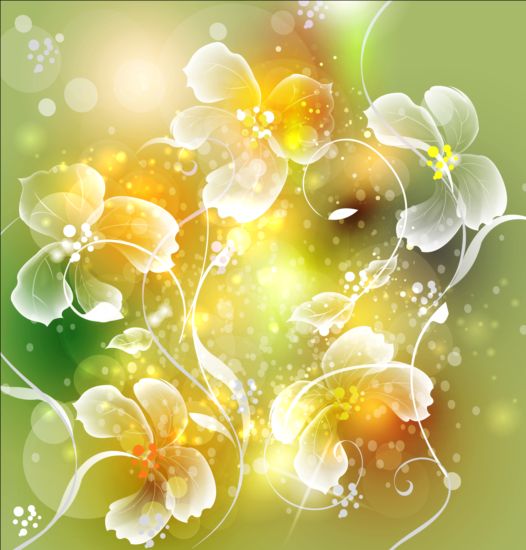 Transparent flower with dream backgrounds vector 01  