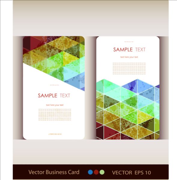 Triangle with grunge styles business card vector 06  