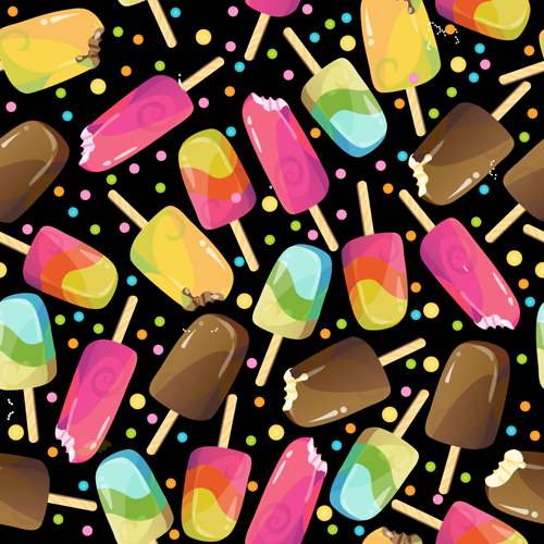 Various ice cream seamless pattern vector 01  