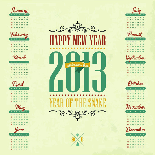 Vintage 2013 Calendar design vector material  