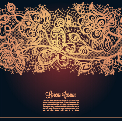 Vintage lace ornate background vector material 01  