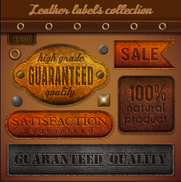 Vintage leather label vector material set 01  