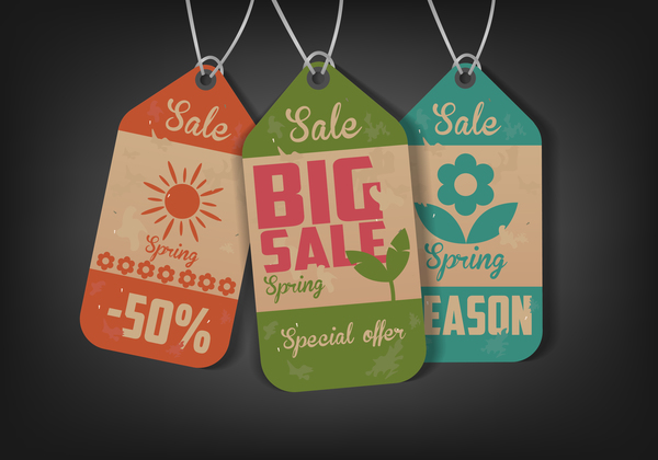 Vintage summer big sale tags vectors  