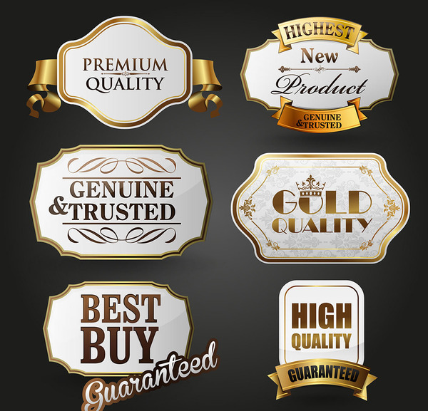 White with golden labels retor vector  