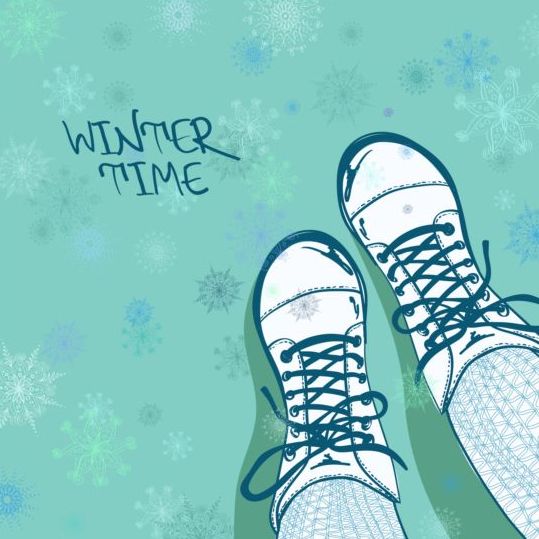Vinter kvinna skor vektor material  