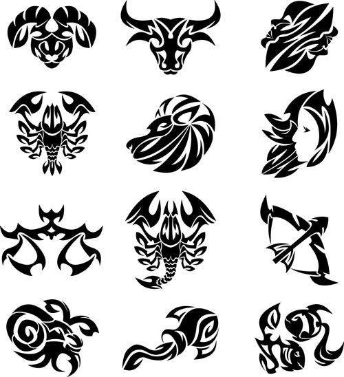 Set of Zodiak icon vector 01  