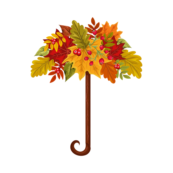 feuilles d'automne matériel vecteur parapluie  
