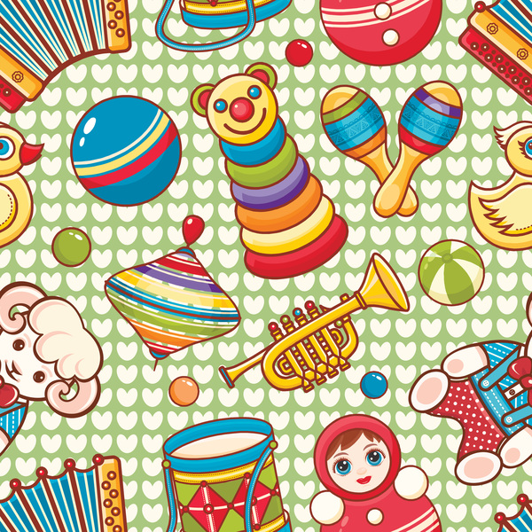 baby seamless pattern with cute toy vectors 22  