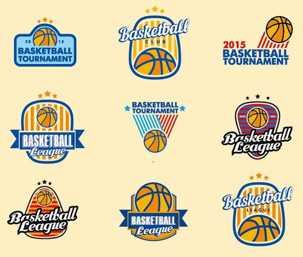 basketball logos set vector  