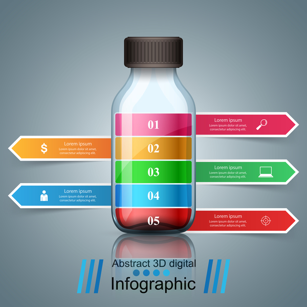 Flasche mit Papier Infographik Vektor  