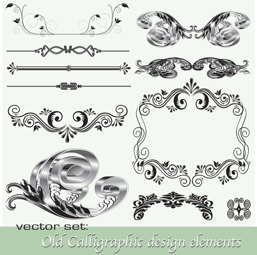 Old Calligraphic design elements vector set 02  