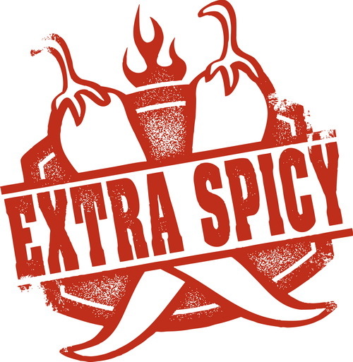 extra spicy label design vector  