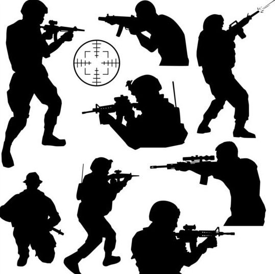 soldaat silhouetten vector set 02  
