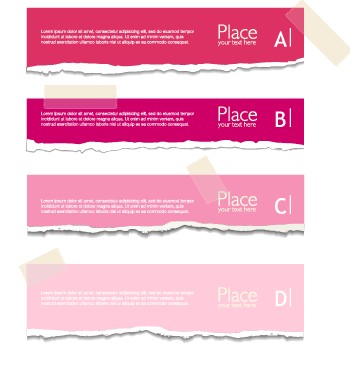 Torn paper colored banner vector set 01  