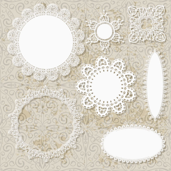 Hollow floral Ornaments and lace vector 01  
