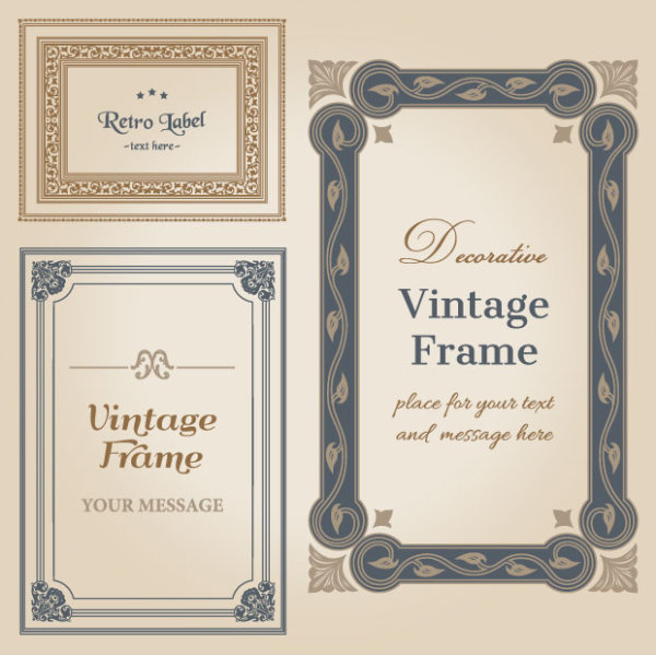 Set of Decorative vintage frame vector graphics 03  