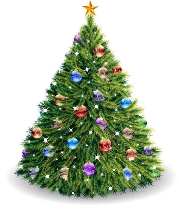 Elements of Vivid Christmas tree with ornaments 02  