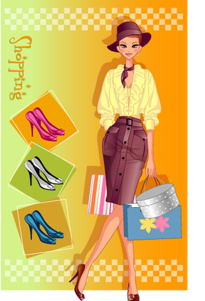 girls shopping set 138 vector  