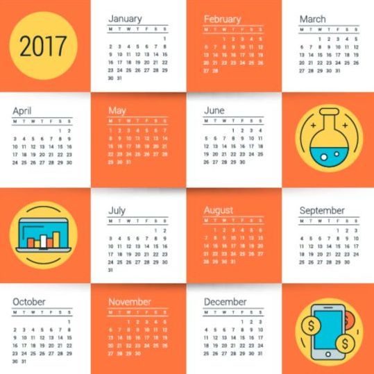 2017 сетка календарный Векторный материал 01  