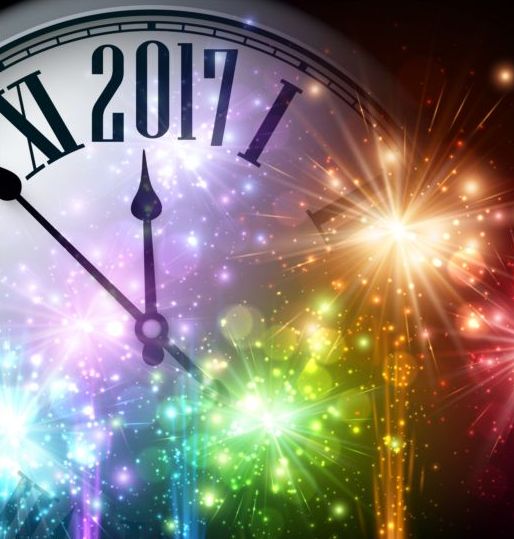 2017 nyår bakgrund med sfärer klocka vektor som 04  
