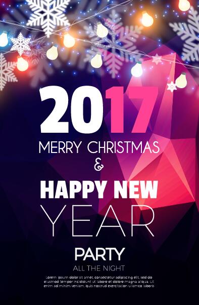 2017 Neujahr mit Weihnachts-Party-Flyer Vektoren gesetzt 06  