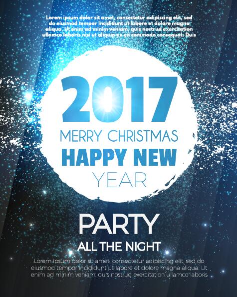 2017 New Year with christmas party flyer vectors set 17  