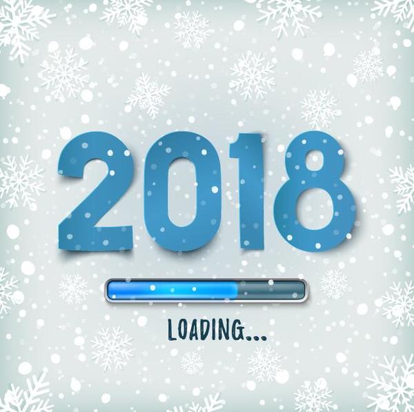 Fond de nouvel an 2018 avec le vecteur de bouton de chargement  