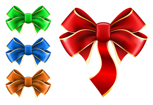 Beautiful colored bows vector set  