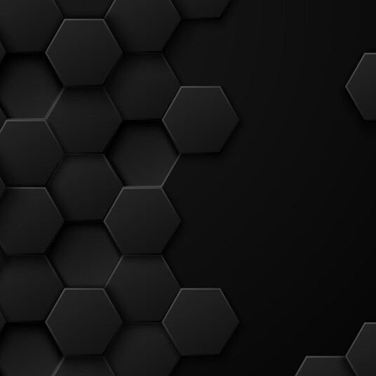 Black background with hexagon vector  