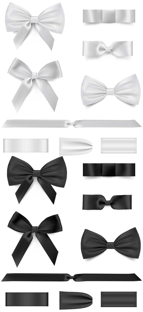 Black with white bow ribbon vector  