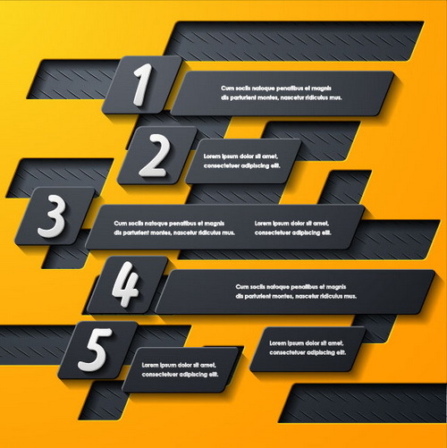 Black with yellow metal infographic template vector 05  