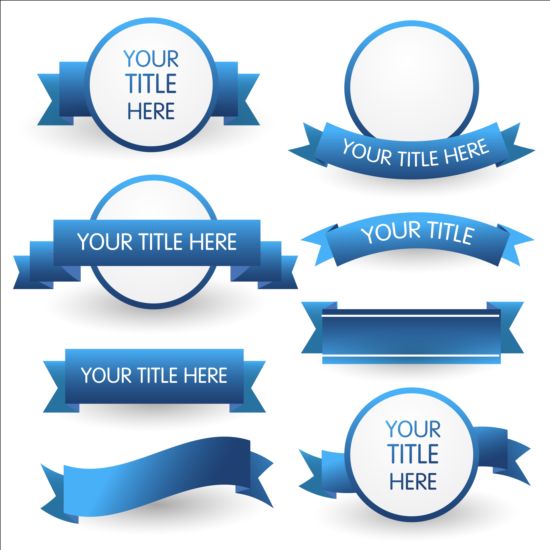 Blue ribbon and labels vector  
