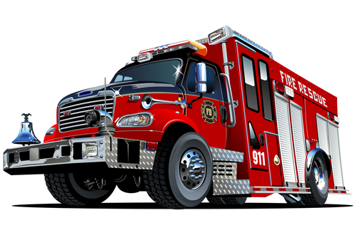 Cartoon fire truck vector material 05  