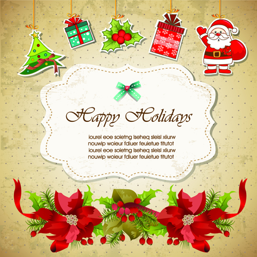 Christmas cute greeting cards design vector 01  