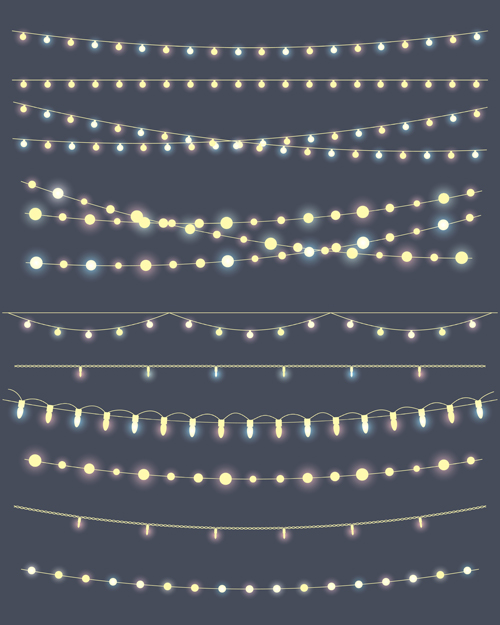 Christmas lights borders design vector 01  