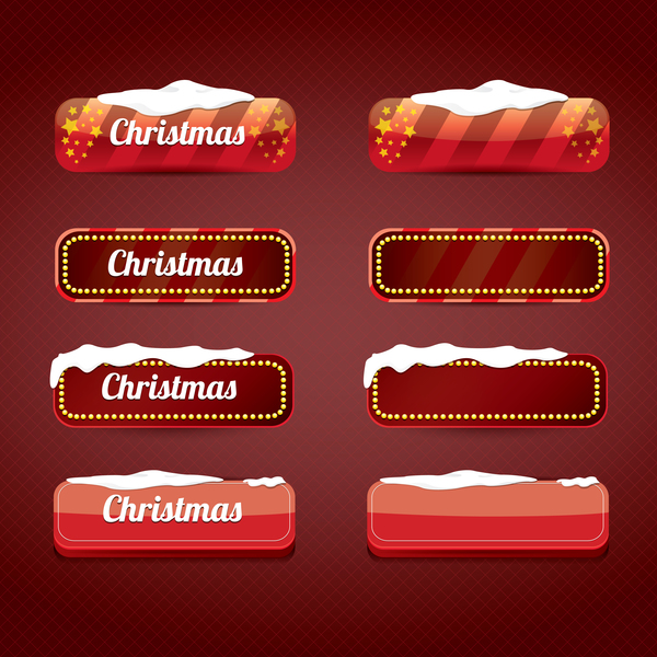 Christmas web buttons red vector set 05  