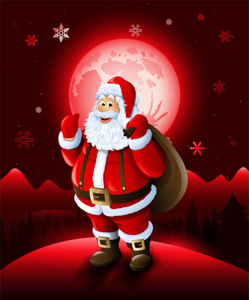 Christmas santa with red xmas background vector  
