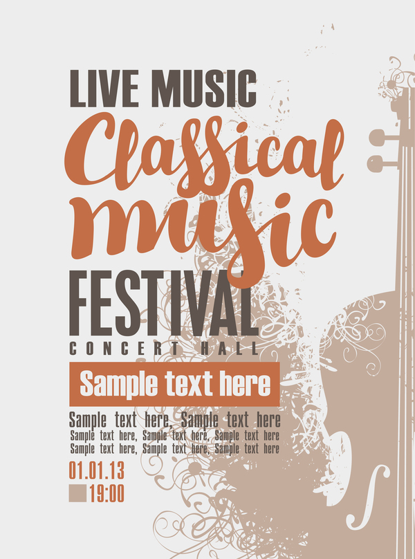 Classical music retro concert poster template 07  