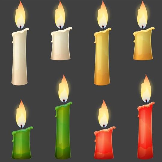 Colored candle vector set  