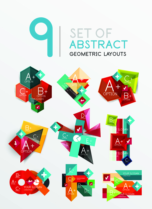 Colored origami infographic elements illustration vector 03  
