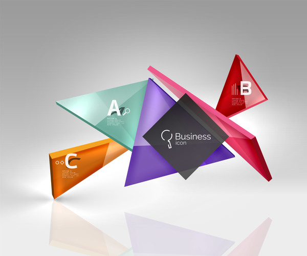 カラフルなガラスの三角形ビジネス テンプレート ベクトル 14  