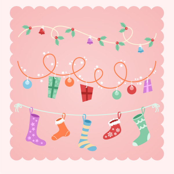 Cute pink christmas gift vector background  