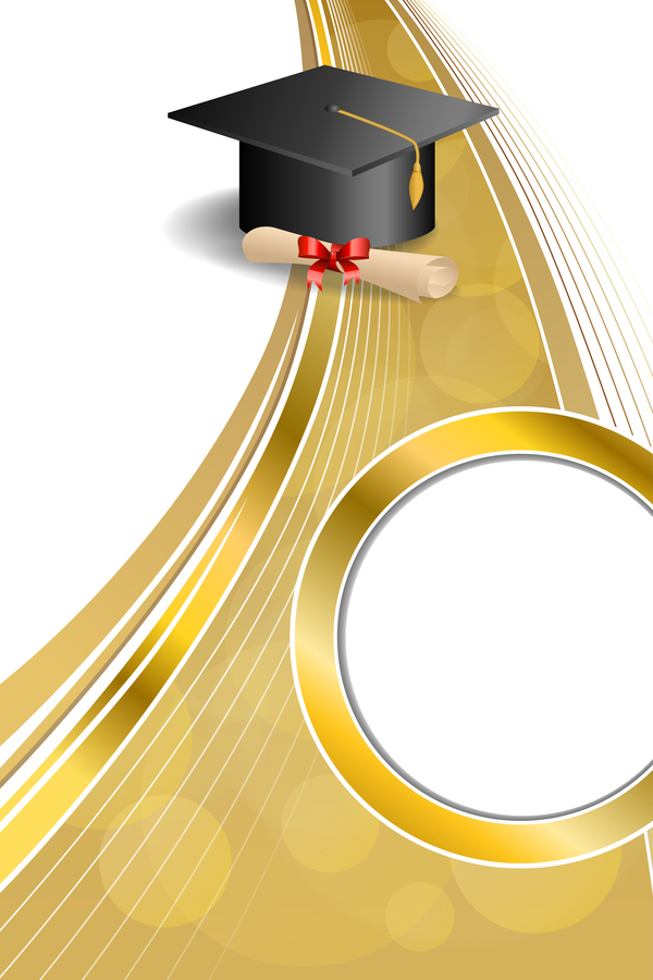 Education diploma with graduation cap and abstract background vector 06  