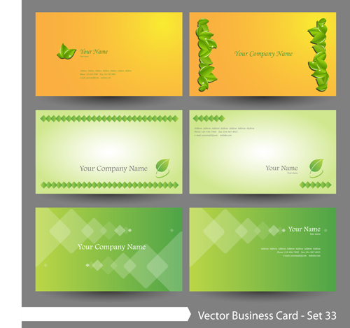 Elegant green natural business cards vector 01  