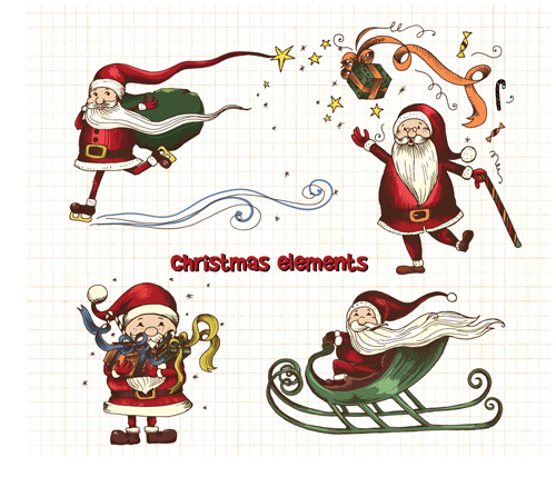 Elements of Vintage Christmas design vector graphics 01  