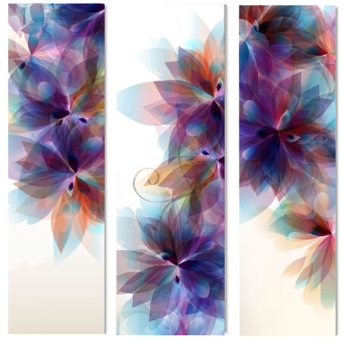 Floral vertical banner vctor material  