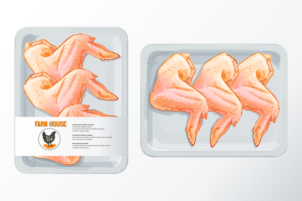 新鮮な鶏翼肉ポスター ベクトル 01  