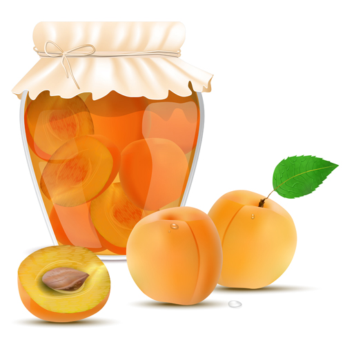 Fresh jam with Jar and fruits vector 09  