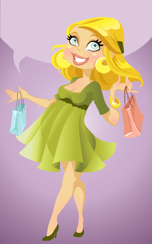 Vector set of Shopping girl design elements 02  